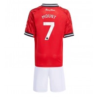Stroje piłkarskie Manchester United Mason Mount #7 Koszulka Podstawowej dla dzieci 2025-26 Krótki Rękaw (+ szorty)